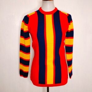 VINTAGE RED BLUE & YELLOW WHITE STAGE SWEATER